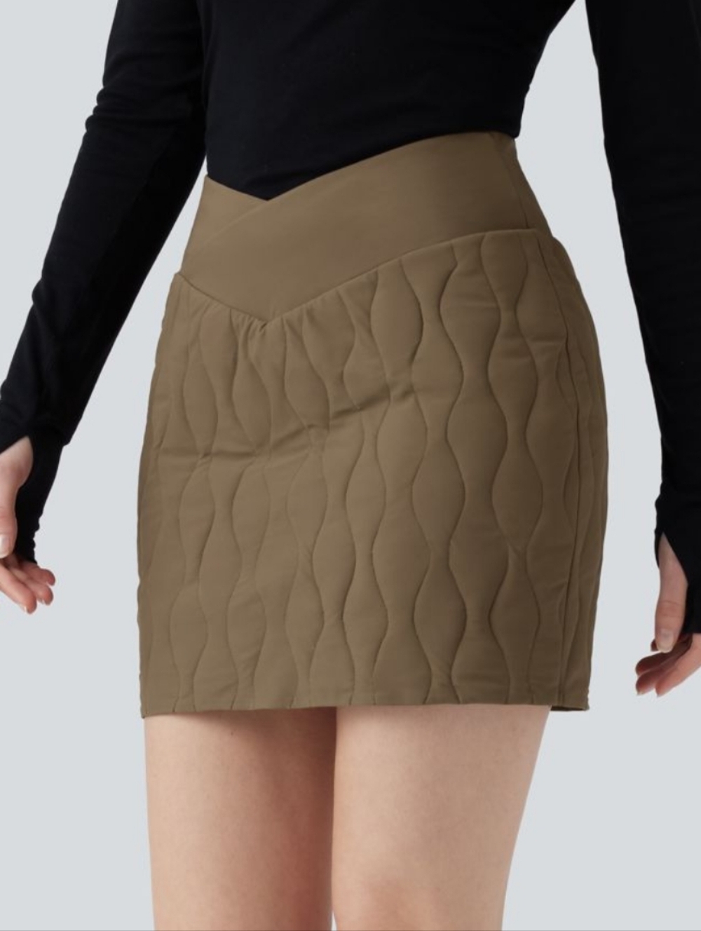 NWT HALARA PuffFlex Crossover High Waisted Bodycon Mini Skirt Size Small